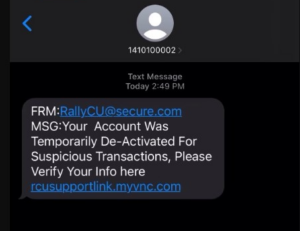 Text Scam Example